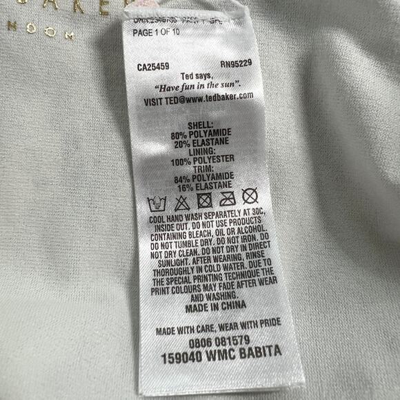 Ted Baker S Womens Babita Snakeskin Print Swimsuit Deep V Pool Resort *flaw - Picture 8 of 12